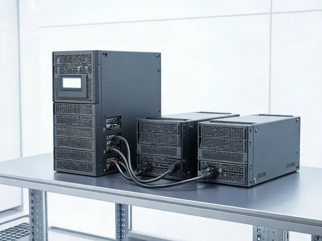Rack UPS front panel and battery modules